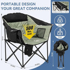 LILYPELLE Oversized Heated Camping Chair, Patio Lounge Chairs with 3 Heat Levels, Portable Folding Heated Chair Round Moon Saucer Folding Lawn Chair Outdoor Chair for Camping, Lounge Patio