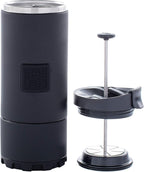 OVRLNDR Travel Coffee French Press, 24 fl.oz Capacity, Double Wall Vacuum Insulated, Easy To Clean Removable Bottom, No Spill Lid, On The Go Coffee Brewing (Obsidian)