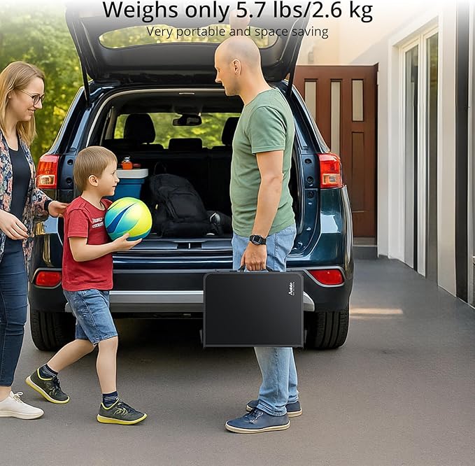 Folding Camping Table with Storage Net, Pure Black Aluminum 2ft Picnic Table 23.2" x 16" Outdoor Table Adjustable Height Max 27.5", Lightweight, Waterproof, Portable Handle for Travel Cooking