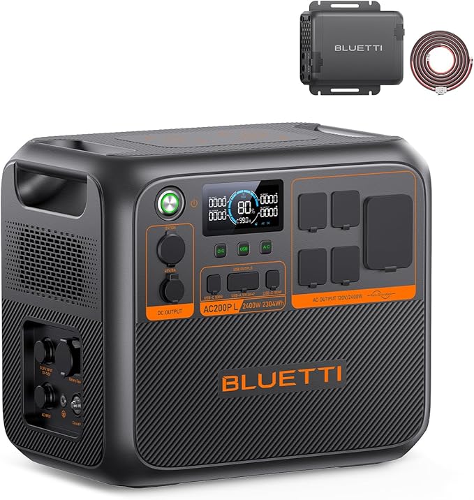 BLUETTI AC200PL Portable Power Station & Charger 1 (Ships Separately), 2304Wh LFP Battery Backup, Expandable to 8448Wh w/ 4 2400W AC Outlets, 560W DC-DC Alternator Charger, for Camping, Power Outage