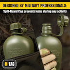 M-Tac Canteen Water Bottle - 1 Quart Water Canteen (34 Oz/1L) - Tactical Water Bottle for Military Hiking Camping Survival (Bottle & Cover Olive)