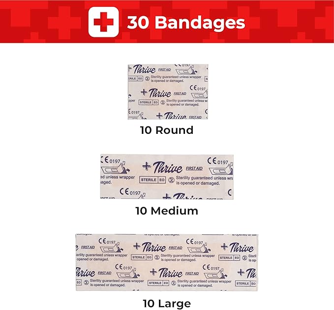 Thrive Travel Essentials Mini First Aid Kit - 66-Piece, Red Shell Case - Hiking, Camping & Cruise Essentials - Mini Medicine Kit