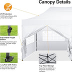 COBIZI 10x20 Pop up Canopy Tent with 6 Sidewalls, Waterproof Heavy Duty Commercial Canopy for Parties, Outdoor Tent, Garden Gazebo, Carry Bag with Wheel (10x20ft, White)