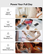 VEGER AC Wall Plug Portable Charger, 10000mah Slim Portable Charger Built in Cables, USB C Power Bank 15W Fast Charging, Travel Essential Battery Pack Compatible with iPhone, Android and More(Blue)