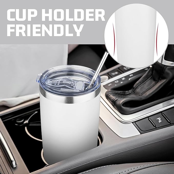 20 oz Tumbler with Lids and Straws, Stainless Steel Insulated Travel Coffee Mug, Double Wall Vacuum Insulated Tumblers, Powder Coated Coffee Tumbler for Cold & Hot Drinks (Mix Color-7)