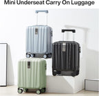 Hanke 14 Inch Underseat Carry On Luggage with Wheels Hard Shell Suitcases Carry On Bag Lightweight Small Mini Suitcase Travel Luggage for Travel（Bamboo Green）