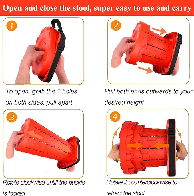 Fishboy Upgraded Square Collapsible Stool, 400lbs Max Weight, Lightweight But Sturdy, Portable Retractable Folding Telescoping Foldable Camping Stool for Adults Outdoor Fishing Hiking Travel BBQ