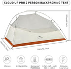 Naturehike Cloud-Up 2 Person Tent Lightweight Backpacking Tent with Footprint - Free Standing Ultralight Camping Hiking Backpack Tents Two Person Tent