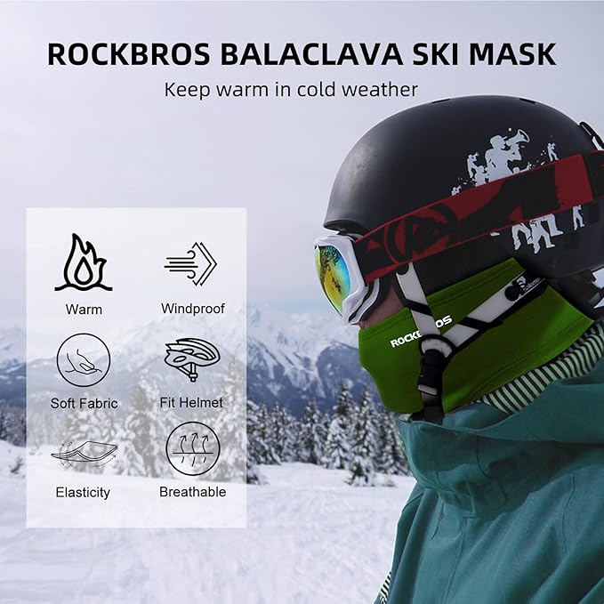 ROCKBROS Cold Weather Balaclava Ski Mask for Men Windproof Thermal Winter Scarf Mask Women Neck Warmer Hood for Cycling