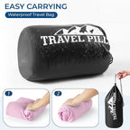 Travel Pillow Memory Foam Pillows, Ergonomic Wave Cervical Neck Pillow for Neck Pain Relief, Compressible Medium Firm Side Sleeper Pillow, Ideal for Camping, Office, Home & Bed (Pink, M)