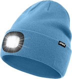 ATNKE LED Lighted Beanie Hat,USB Rechargeable 4 LED Running Headlamp Bright Cap with The Light Gifts for Men and Women