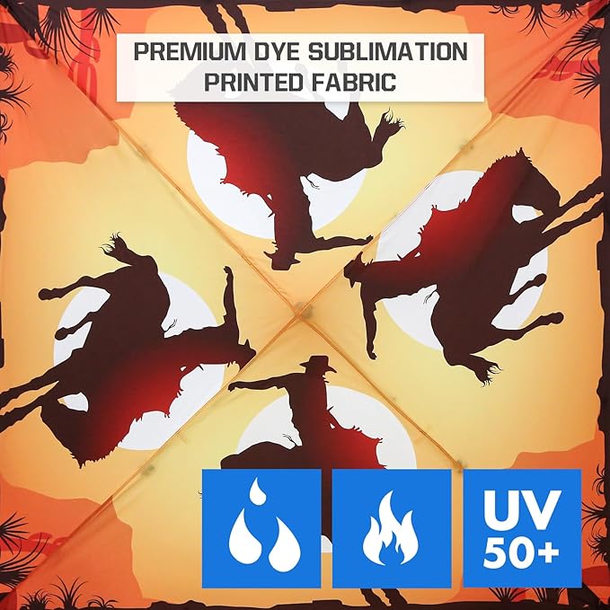 EAGLE PEAK 10x10 Slant Leg Pop-up Canopy Tent Easy One Person Setup Instant Outdoor Beach Canopy Folding Portable Sports Shelter 10x10 Base 8x8 Top (Cowboy)