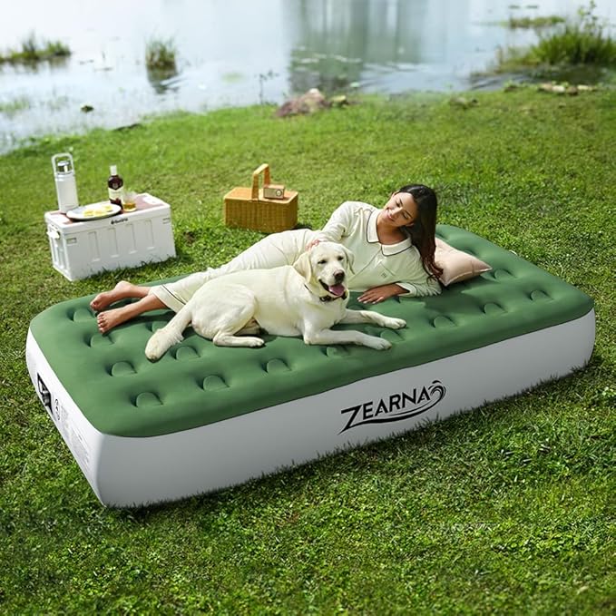 Air Mattress with Built in Pump - Upgraded Twin Blow Up Mattress, 2 Mins Quick Self Inflatable, 13"/550lbs Max, Strong Support, No Lost Air, for Camping,Home,Guests,Portable Travel