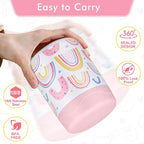 12oz Soup Thermo for Hot Food Kids Insulated Food Jar Wide Mouth Lunch Container Leak Proof Stainless Steel Vacuum Bento Box for School Office Travel Outdoors White-Rainbow