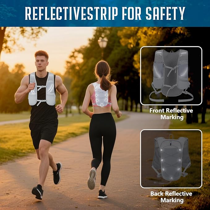 Lightweight Running Hydration Vest for Women Men, Breathable Adjustable Hydration Backpack with 1.5L Water Bladder Bag for Hiking, Trail, Running, Marathons, Cycling