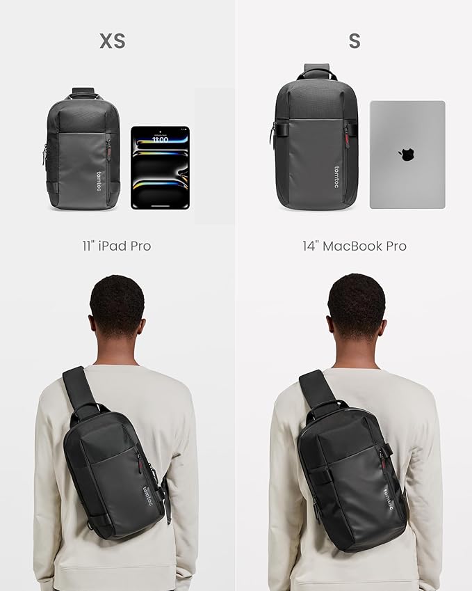 tomtoc 7L Sling Backpack Crossbody Bag for Men Women, EDC Daypack Chest Shoulder bag for 14-inch MacBook Pro M5, 13" MacBook Air/Pro, 13'' iPad Pro M5/iPad Air M3, Organized, Daily Use, Work, Travel-S
