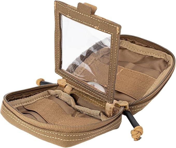 Small MED Kits Holder Duty Belt Gloves Pouch MOLLE Tactical Vest Nasal Spray Case Compact IFAK Carrier Backpack Wallet Cards Knife Gadgets Mini EDC Organizer Bag w/Removeable Clear ID Pocket