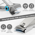 3-Piece Nail Clipper Set, Stainless Steel Fingernail & Toenail Clippers with Nail File, Compact Travel Case, Portable Grooming Kit for Toiletry Bag, Home Use, Men & Women