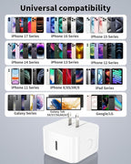 2 Pack USB-C Wall Charger,40W dynamic iPhone Fast Charger Block Foldable Type C Cube Box Power Adapter Plug with 60W Max Fast Charging for iPhone 17 Pro Max/17 Air/16/15/14/13/12/Pro/Max/11/XR/XS/iPad
