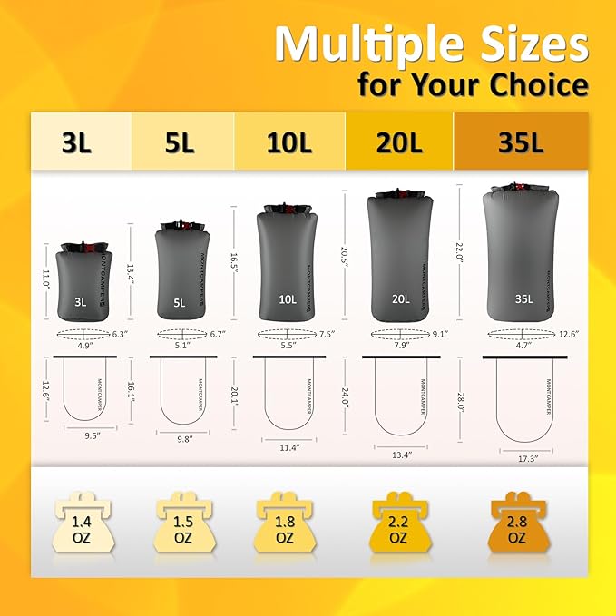 Waterproof Dry Bag with Survival Whistle-Enhanced Tear-resistant CORDURA Fabric-Lightweight Storage Sack for High-Intensity Adventures-Float on Water-Keep Luggage Dry&Organized(10L/Grey)