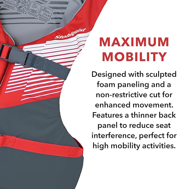 Stohlquist FIT Oversized Adult Life Jacket, US Coast Guard Approved Type III Life Vest, PFD for Men and Women, Easily Adjustable, Lightweight and High Buoyancy - Plus Size (48-60" Chest)