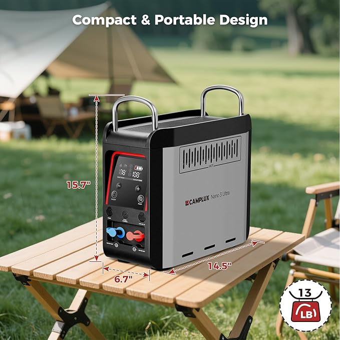 CAMPLUX Nano 3 Ultra, Constant Temperature Portable Propane Water Heater, Rechargeable Water Heater & Shower Pump, Propane Camping Shower, for RVs, Hiking, Fishing & Glamping