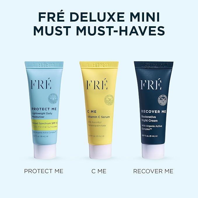 FRÉ Deluxe Mini Set – Travel-Size Clean Skincare Essentials with C ME Serum, Reef-Safe, Vegan, For Face & Body