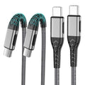 Durcord USB C Charger Cable Fast Charging, 2Pack 60W 6ft USB C to USB C Cable for Android Phone Pad, Type C to Type C Charger Braided USB Cable Silver Compatible with iPhone 15/Pro/Plust/Max Silver