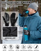 RIGWARL Winter Gloves Men and Women Medium-Thick, Gloves for Cold Weather with Thermal Plush, Touchscreen Running Glove Adjustable Zippered Wrist for Walking The Dog Hiking Camping Cycling Work