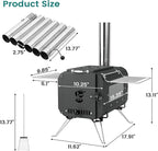 Gaomon Outdoor Portable Wood Stove, Tent Stove,Wood Burning Stove for Camping,Cast Iron Wood Stove,Tent Heaters for Camping, Includes Chimney Pipes ans View Glass,Ice-fishing, Cookout, Hiking, Travel