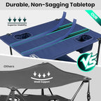 Folding Camping Table, Portable Outdoor Picnic Table, Rectangular Lightweight Camp Table with Storage, Cup Holder and Carry Bag for Barbeque Beach Camping and Tailgate