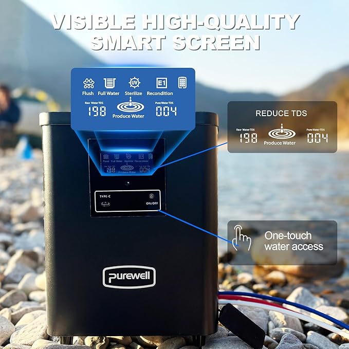 Purewell® K8680 RO Water Purifier System，Replacement Component PP Cotton Pre-Filter，3-Stage Portable Water Filtration,Survival Gear Purification for Drinking，Team Camping，Travel