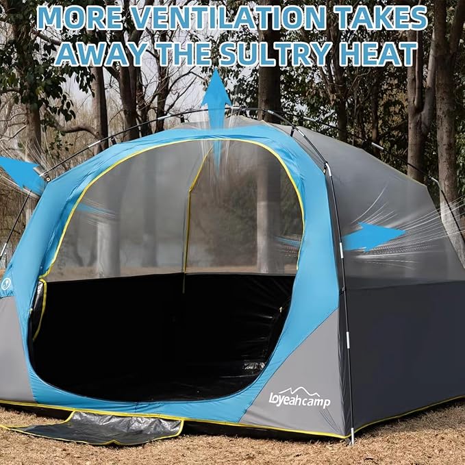 4 Person Blackout Camping Tent, Easy Setup Waterproof Family Dome Tent for Camping with Rainfly, Portable Double Layer Large Family Tent for Outdoor Camping&Hiking