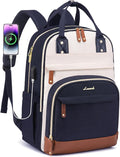 LOVEVOOK Laptop Backpack Women with USB Port Design,17.3 inch Waterproof Work Travel Backpack Computer Laptop Bag,Cute College Nurse Teacher Backpack Purse,Gifts for Women & Men,Beige-Blue-Brown