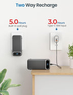 12000mAh Lightweight-Portable-Charger-Power-Bank with Built-in Cables and AC Wall Plug, PD20W USB-C Fast Charging Battery Pack, LED Display External Travel Phone Charger for All iPhone,Samsung,Android