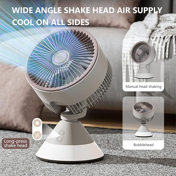 CIBAIL Small Desk Fan for Bedroom,10 Inches Portable Electric Table Air Circulation Fan,USB-C Rechargeable Powerful with 3 Speed 360° Adjustable Tilt for Whole Room,Best for Office Bedroom Kitchen