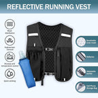 Lightweight Running Vest, Hydration Backpack with 500ml Soft Flask, Hydration Vest, Reflective Water Backpack, Adjustable No-Bounce Straps for Trail Running, Marathon, Cycling