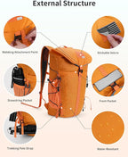 Blue Quartz Hiking Backpack 30L Lightweight Packable Backpack for Travel, Water Resistant Foldable Daypack for Women Men, Orange