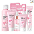 Skin Care Set Sakura Women Beauty Gift Sets Korean Skin Care Kit- Cleanser,Serum,Face Cream,Toner,Eye Cream,Mud Mask-Skin Care Routine Kit (One Size, Cherry Blossom-StyleA-Bae Moisturizing)