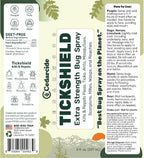 Cedarcide Extra- Strength Tickshield | Deep Woods Cedar Oil Tick & Mosquito Repellent Spray Kills & Repels Ticks, Fleas, Chiggers and Mosquitoes| For People & Pets | Natural Essential Oils | 4 Oz