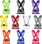 Macarrie 30 Pcs Reflective Running Vest Multicolor Adjustable High Visible Reflective Vests for Men Women Bulk Night Running Walking Jogging Cycling Outdoor Activity