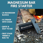 The Friendly Swede Magnesium Fire Starter Kit 3-Pack — Flint and Steel Fire Starter Survival Tool; Weatherproof Firestarter for Camping, Hiking & BBQs; Flint and Steel Magnesium Bar; 6-in-1 Striker
