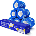 RISEN Cohesive Bandage 2” x 5 Yards, 6 Rolls, Self Adherent Wrap Medical Tape, Adhesive Flexible Breathable First Aid Gauze Ideal for Stretch Athletic