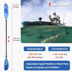 Angler Kayak Paddles Carbon Fiber Shaft and Plastic Blade, Floating Adjustable Fihsing Kayak Oars with Paddle Leash, 230-250cm/90-98 inch