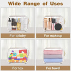 Wedama TSA Approved Toiletry Bag, 3 Pack Clear Makeup Bags with Handles, Quart Size PVC Clear Cosmetic Bags for Women and Men, Carry on Airport Airline Compliant Bag, White
