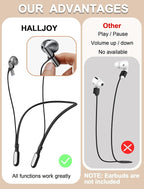 HALLJOY for Galaxy Buds 4/4 Pro/Buds 3/3 Pro Strap Neckband, Anti-Lost Accessories, Support Volume Control, Ergonomic Design, Fit Airpods Pro 3/2/1, Airpods 4, 3, 2, 1, Black Band/White Tip