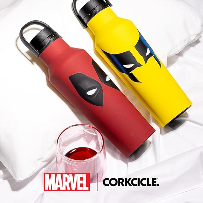 Corkcicle Sport Canteen - Keeps Beverages Cold 25 Hours - Triple Insulated Stainless Steel - Screw-On Lid - Reusable Bottle - Summer Drinkware Gift - Keeps Drinks Ice Cold - 20 oz - Deadpool