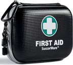 150 Pieces Mini First Aid Kit - Small Medical Kit with Hard Shell - Emergency First Aid Kit for Car, Travel, Home, Outdoor, Office, Camping, Hiking (Black)
