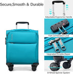 Hanke 16 Inch Underseat Carry On Luggage with Spinner Wheels for Airline, Small Softside TSA Approved Luggage Lightweight Rolling Suitcases Under Seat Travel Carry-On Bag(Caribbean Blue)