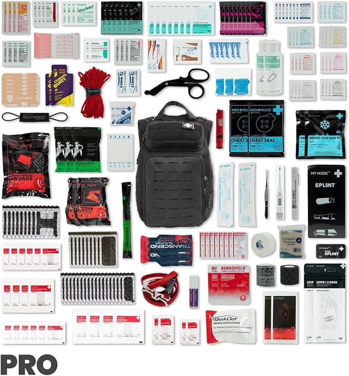 My Medic Recon PRO - HSA FSA First Aid Kit - 250+ First Aid and Survival Essentials, Supplies, & Must Have IFAK for Home, Car, Office or Business - Black